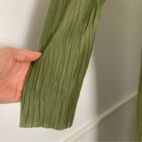 Stateside Knit Plisse Cardigan Duster Open Front Pockets Green Size M - Picture 8 of 15